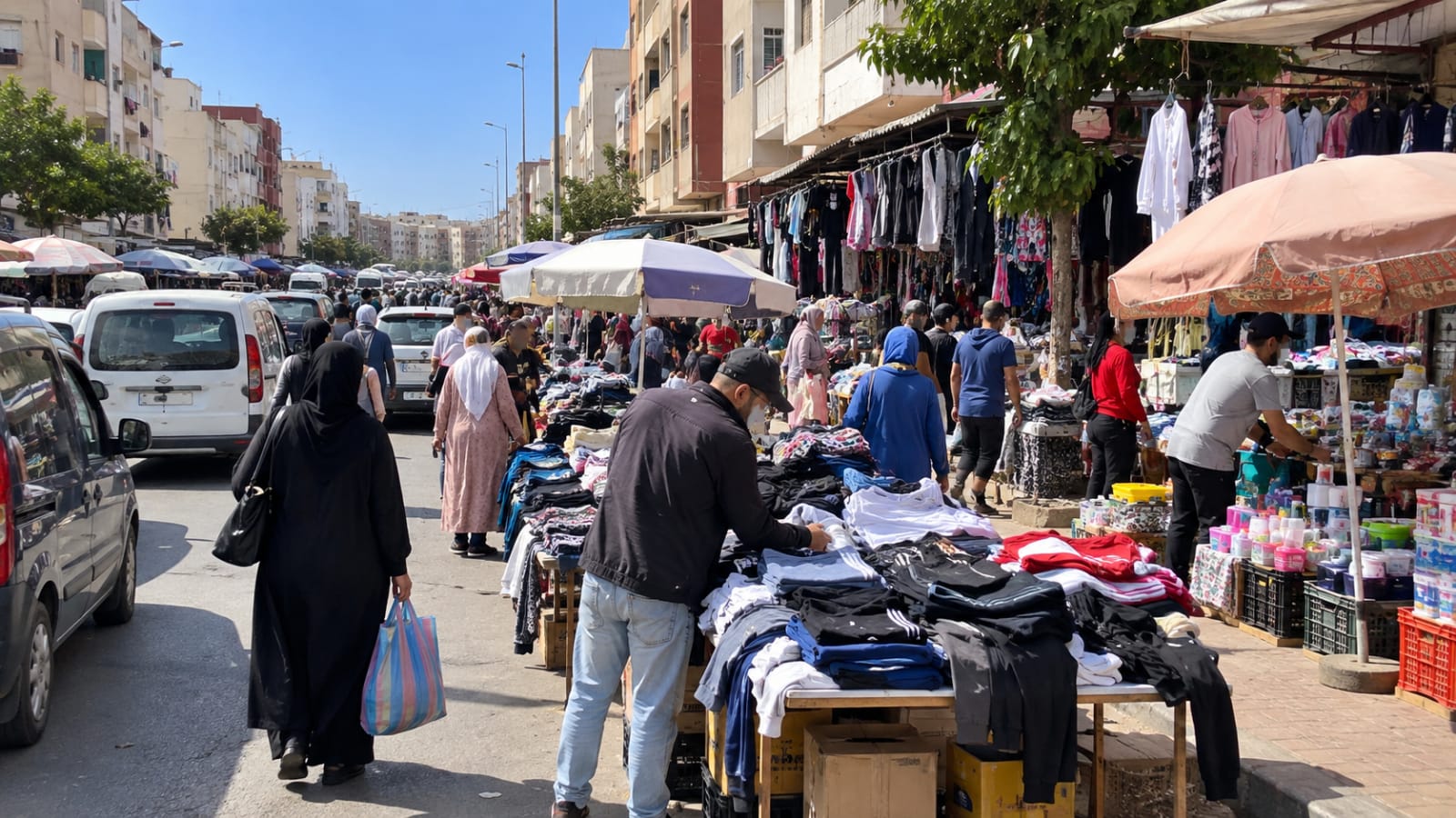 شارع أم كرين بحي الانبعاث بسلا … فوضى الباعة المتجولين تثير غضب الساكنة وأصحاب الدكاكين